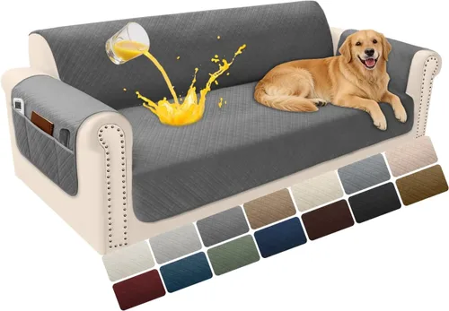 Vista 9 de Fundas de terciopelo 100% impermeables para sofá biplaza, fundas lavables para sofá de 2 plazas, fundas de sofá aptas para mascotas, protector