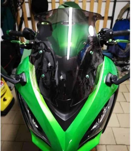 Vista 4 de Parabrisas de motocicleta de doble burbuja para parabrisas compatible con Kawasaki Ninja 1000 Z1000 Z 1000 SX Z1000SX Z1000SX Iridium (color: negro)