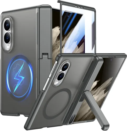 Vista 184 de Temdan Funda para Samsung Galaxy Z Fold 8, compatible con MagSafe, protector de pantalla HD integrado y función atril, protección de bisagra Negro
