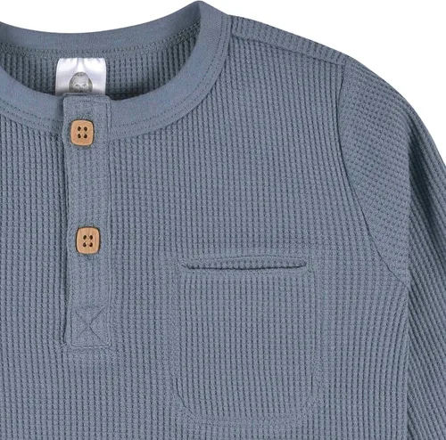 Vista 7 de Gerber Paquete de 2 Henleys de punto gofre para bebés y niños pequeños