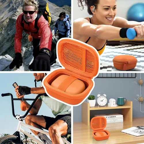 Vista 8 de co2CREA Estuche rígido para Beats Powerbeats Pro 2 con clip de mosquetón Caja Naranja Eléctrica