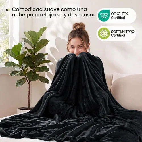 Vista 3 de Utopia Bedding Manta de forro polar negro, tamaño individual, ligera, mullida, suave, antiestática de microfibra (60 x 80 pulgadas)