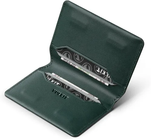 Vista 14 de VULKIT Cartera delgada minimalista con bloqueo RFID de cuero para tarjetero de tarjetas de crédito con bolsillo frontal y cierre magnético, Marrón
