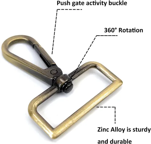 Vista 4 de 15 piezas de herrajes para bolso, ganchos giratorios de servicio pesado con anillos en D para bolso y hebillas deslizantes de tres guías