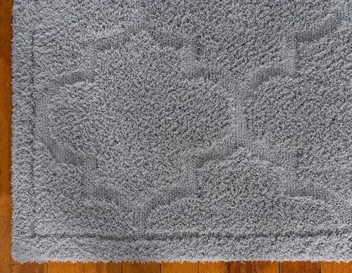 Vista 10 de Unique Loom Trellis Shag Collection - Alfombra de pasillo geométrica, moderna, marroquí, celosía, gris (2 x 7 pies)