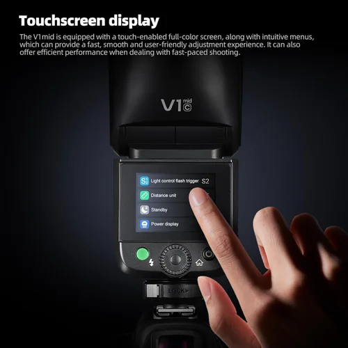 Vista 5 de Godox V1 mid S V1midS Godox Flash para Sony Flash, flash de cámara de cabeza redonda TTL de 55 W, tiempo de reciclaje de 1.7 s, 2.4G X HSS