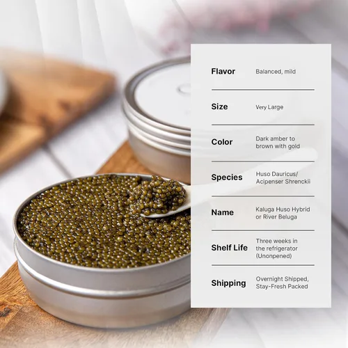 Vista 3 de OM Caviar Kaluga Hybrid Caviar River Beluga Alternativa Grano Grande 1.76