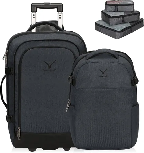 Vista 10 de Hynes Eagle Mochila de viaje 2 en 1 de 22 pulgadas, equipaje de mano de 63L, mochila con ruedas para hombres y mujeres con cubos de embalaje, juego