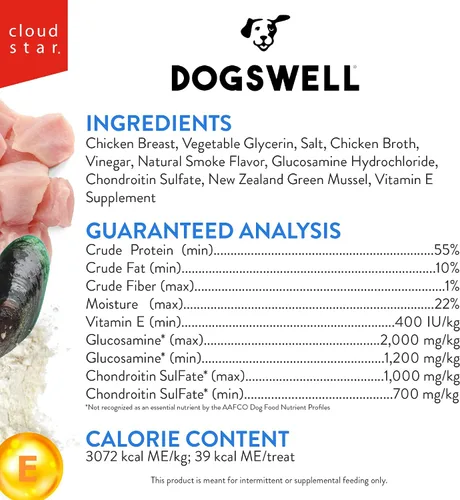 Vista 3 de DOGSWELL Hip & Joint Mini Jerky - Golosinas para perros, pechuga de pollo