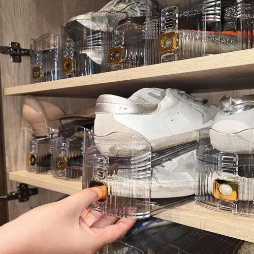 Vista 8 de Organizador de ranuras para zapatos, apiladores de zapatos ajustables, paquete de 10 ahorradores de espacio para zapatos, ranura para zapatos