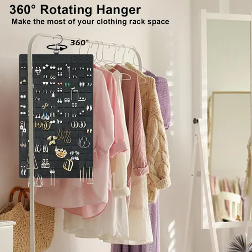 Vista 5 de Organizador de joyas colgante de doble cara con colgador para armario pequeño, soporte para collar sin enredos sobre la puerta, gran capacidad, 300