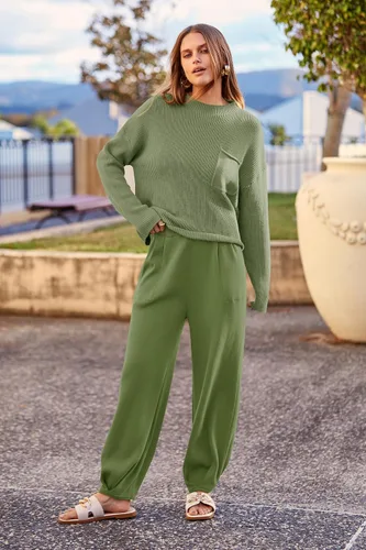 Vista 2 de PRETTYGARDEN Sudadera casual para mujer, pantalones deportivos de cintura alta