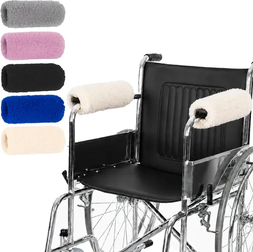 Vista 11 de Cubiertas para apoyabrazos de silla de ruedas Vive (par) - Almohadillas de espuma viscoelástica y piel de oveja para apoyabrazos de silla de ruedas