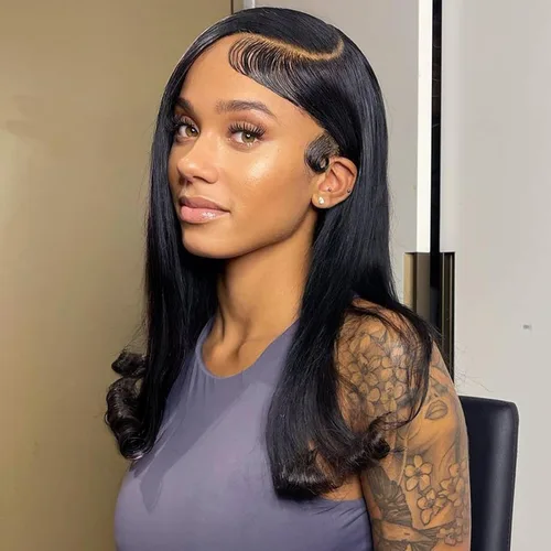 Vista 31 de Pelucas de cabello humano rizado marrón chocolate con encaje frontal, prearrancadas de 13 x 4 pulgadas, pelucas de encaje frontal HD de onda