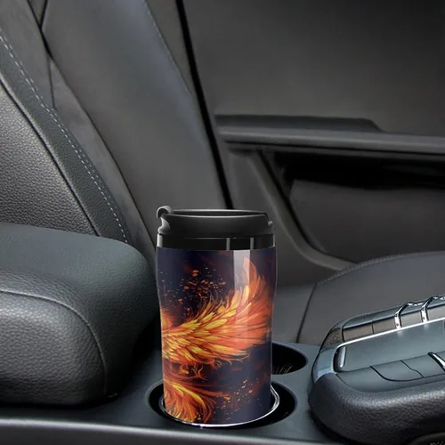 Vista 6 de Fire And Water Phoenix Coffee Cup Hot Coffee Travel Mug Reusable Iced Coffee Cups Double Heat Insulation Coffee Mug with Leak-Proof Lid Stylish