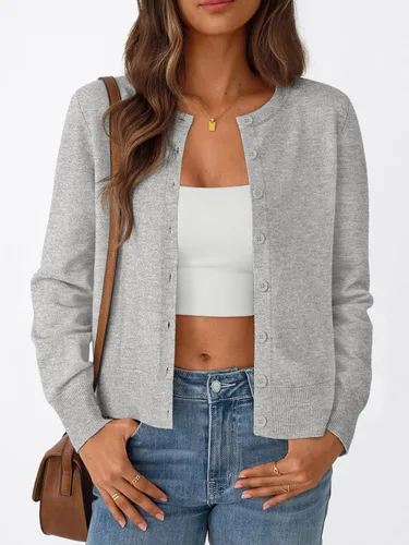 Vista 2 de Trendy Queen Women's Lightweight Knit Cardigan Gris Melange