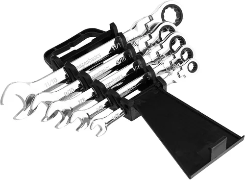 Vista 2 de Amazon Basics Juego de llaves de trinquete, cabezal flexible SAE flexible, 5 piezas