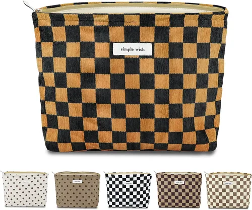 Vista 15 de Sminra Bolsa de Maquillaje Bolsa de Cosméticos Bolsa de Aseo de Lona Preppy para Mujeres Linda Bolsa con Cremallera Organizador Accesorios de Viaje