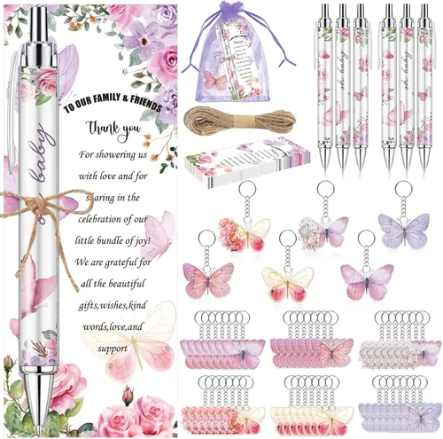 Vista 8 de 145 bolígrafos y llaveros de ganso rosa para baby shower, regalos para niñas, bolígrafos retráctiles para baby shower, revelación de género