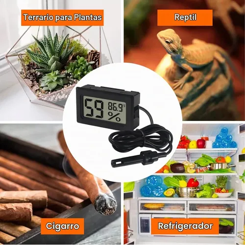 Vista 6 de Paquete de 2 mini termómetro digital higrómetro con sonda de temperatura interior medidor de humedad medidor LCD Fahrenheit pantalla higrómetro 2