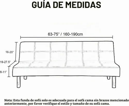 Vista 7 de WOMACO Funda Elástica para Futón Fundas para Sofá Cama Tamaño Full Twin Queen Negro Sin Brazos Protector de Sofá Loveseat con Fondo Elástico