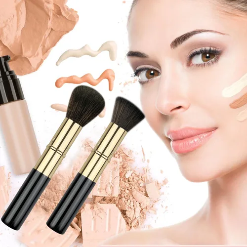 Vista 7 de Brochas de maquillaje retráctiles Kabuki, 2 piezas, brocha para polvo/brocha para base, rubor en polvo, bronceador, pulido, líquido, crema