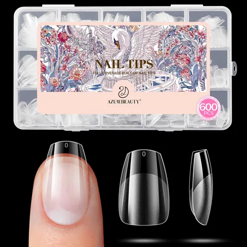 Vista 13 de Puntas de uñas cortas de almendra, 600 puntas de uñas de gel suave Almendra Corta