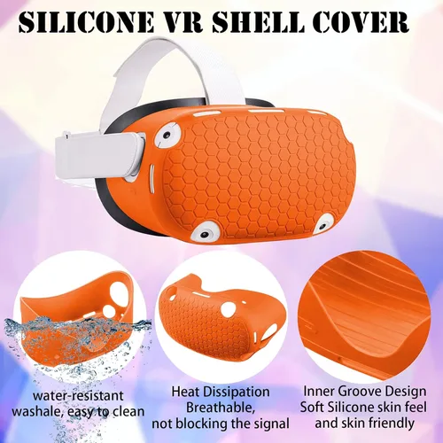 Vista 2 de Accessories Compatible with Oculus Quest 2 Silicone Touch Controller Grip Cover, Face Cover, Headset Shell Cover, Protective Lens Case, Disposable