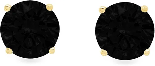 Vista 2 de Par de pendientes de oro amarillo macizo de 14 quilates, 0,9 quilates, con piedras preciosas de ónix negro natural
