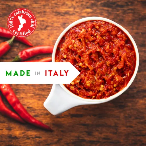 Vista 6 de L'Oro Del Sud Pasta de chile calabrés triturada, para untar, picada, 9.8