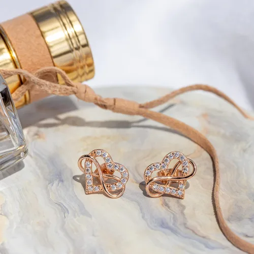 Vista 2 de Sash & Soph Aretes de circonita cúbica de corazón infinito, aretes de corazón brillante para mujer, aretes de plata de ley 925 para mujer