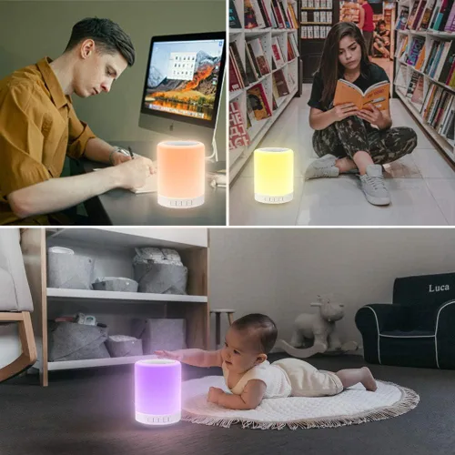 Vista 6 de Luz nocturna con altavoz Bluetooth, lámpara táctil recargable relajante