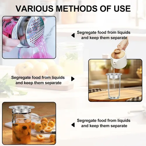Vista 4 de Colador de latas de metal para atún y pescado, colador de latas de atún de grado alimenticio de acero inoxidable para frijoles de atún enlatados