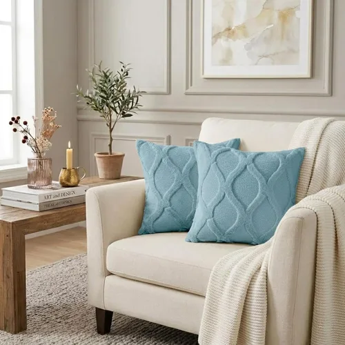 Vista 4 de decorUhome - Juego de 2 fundas de cojín decorativas para primavera de 16 x 16 pulgadas, fundas de almohada afelpadas de lana y piel sintética suave