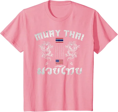 Vista 60 de Camiseta de equipo de entrenamiento de boxeo Muay Thai con bandera estadounidense de Tailandia, Negro, S