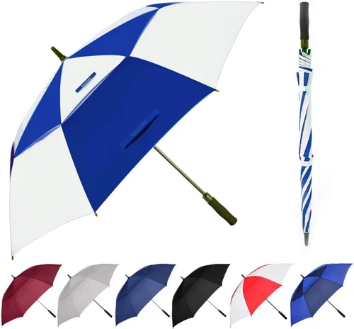 Vista 12 de Paraguas de golf extragrande de 62, 68 y 72 pulgadas, con doble dosel ventilado, resistente al viento, impermeable, de apertura automática