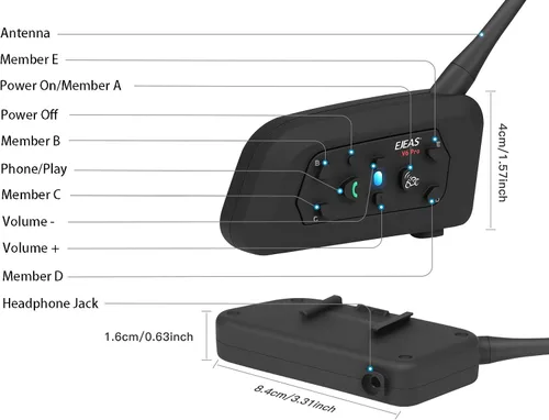 Vista 6 de MIMIRACLE Auriculares de árbitro, sistema de comunicación de árbitro V4+2V6