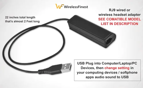 Vista 2 de Enchufe USB Ordenador PC Laptop a RJ9 hembra Adaptador para auriculares Trabajo con Avaya Nortel Nt Yealink Viop POE NEC Mitel Office Escritorio