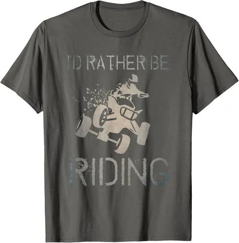 Vista 87 de Camiseta gráfica I'd Rather Be Riding ATV Quad Racing Rider de 4 ruedas, Negro