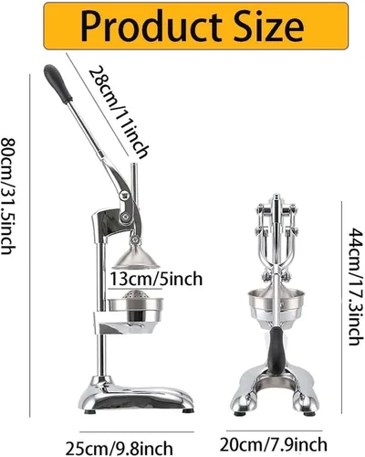 Vista 5 de Exprimidor profesional de cítricos, exprimidor de naranjas de acero inoxidable, extractor de jugo manual de prensa manual resistente comercial