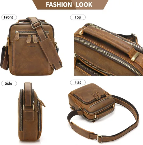 Vista 4 de Jack&Chris Bolso bandolera de cuero para hombre, bolso cruzado para el trabajo, negocios