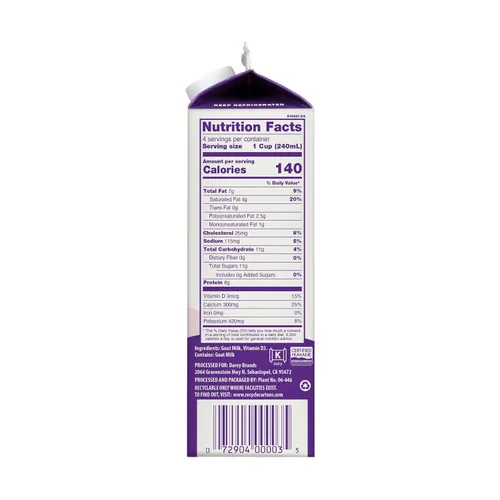 Vista 2 de Meyenberg Leche de cabra, entera, cuarto de galón, 32 oz