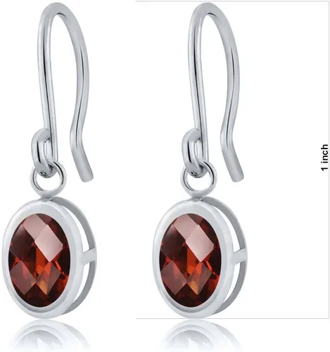 Vista 130 de Gem Stone King Aretes colgantes de plata de ley 925 de 0.276 x 0.197 in con piedra natal ovalada de alambre francés para mujer