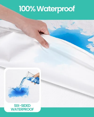 Vista 3 de Protección de colchón individual de 39x75 impermeable WINKAURA, funda de colchón con cremallera, funda de colchón de 9-12" de profundidad, funda