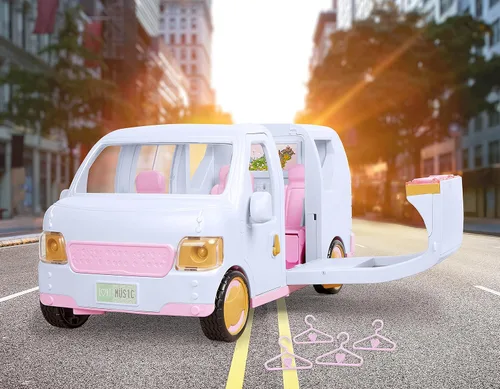 Vista 7 de Lori Sweet Escape SUV de lujo para muñecas pequeñas, coche rosa con luces