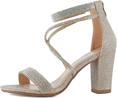 Vista 4 de TOP Moda - Sandalias de tacón alto con correa de tobillo y puntera abierta