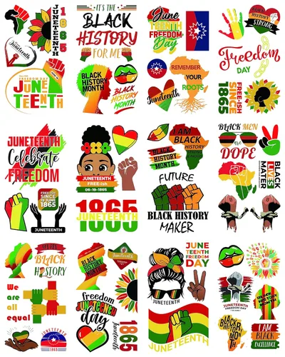 Vista 2 de 50 piezas de decoración de junio de 1865 tatuajes temporales para niños y adultos, 19 de junio de 1865 Emancipación afroamericana, Mes