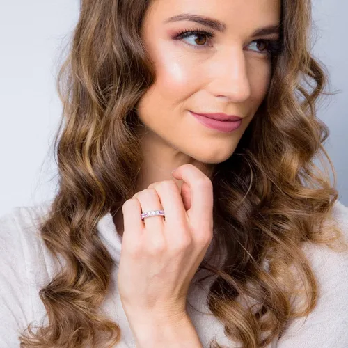 Vista 5 de Peora Sterling Silver 4mm Milgrain Half-Eternity Anniversary Wedding Ring Band for Women, Various Gemstones, Comfort Fit, Sizes 5 to 9