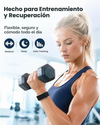 Vista 3 de Correa deportiva de nailon compatible con Amazfit Helio correa, pulsera ajustable con funda de parachoques de metal para correa de helio Negro