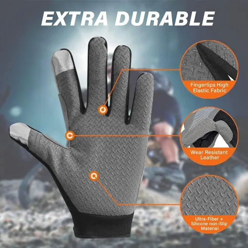 Vista 4 de FUDOSAN Guantes de ciclismo para pantalla táctil, guantes de entrenamiento para gimnasio, transpirables, antideslizantes, guantes de fitness